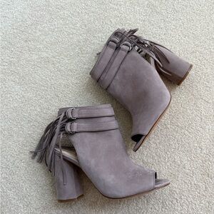 Vince Camuto Lavender Gray Fringe Heeled Boots